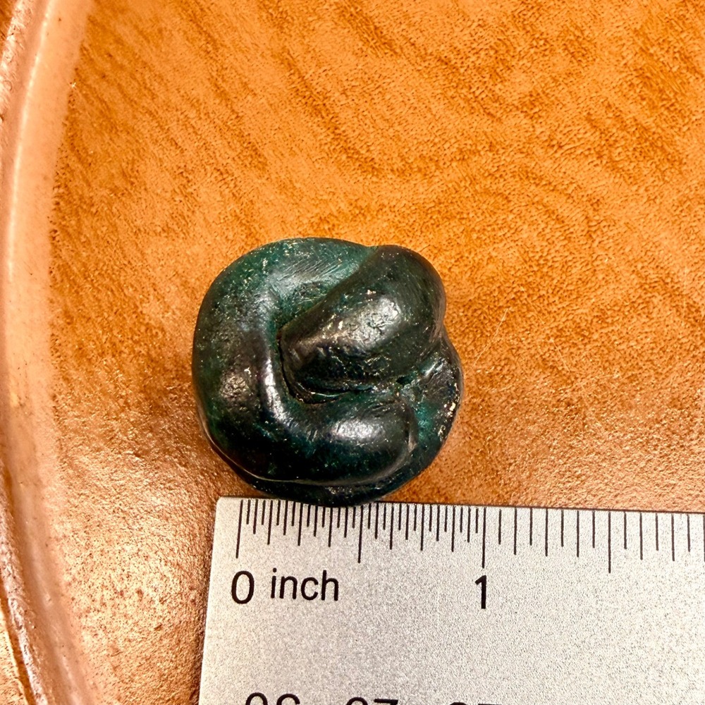 Vintage Handmade pottery Knot Buttons Set of 7 Teal Green Sculptural Shank 1in - Picture 3 of 6